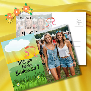 Bridesmaid Will You Be My Modern Rustic Festival Invitation Postcard