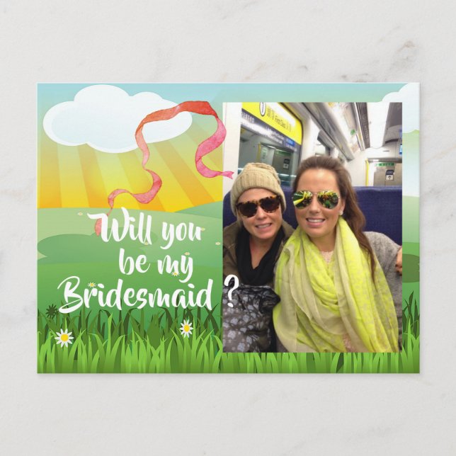 Bridesmaid Will You Be My Modern Rustic Festival Invitation Postcard (Front)