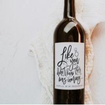 Bridesmaid Wine Bottle Label Black Calligraphy