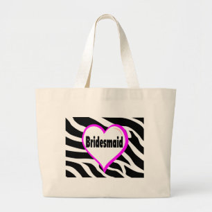 Bridesmaid Zebra Stripes Large Tote Bag