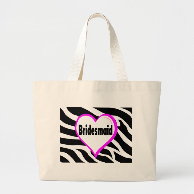 Bridesmaid Zebra Stripes Large Tote Bag (Front)