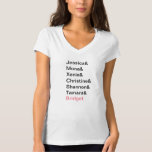 Bridesmaids Ampersand Wedding Bachelorette Shirt<br><div class="desc">A fun take on the trendy Ampersand shirts for a Bachelorette Party, Bridal Shower, Brunch with the Bride, Bridesmaids Party or any other Wedding Event. Features the names of the Bridesmaids and the Bride. All colours can be changed using the Zazzle Design Tool. Need help with this design? Send me...</div>