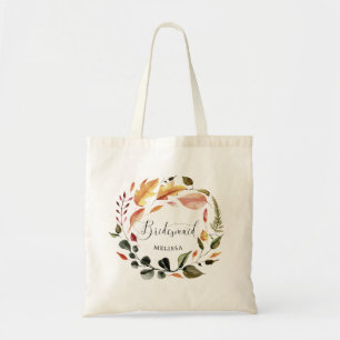bridesmaids autumn foliage wreath favour bag