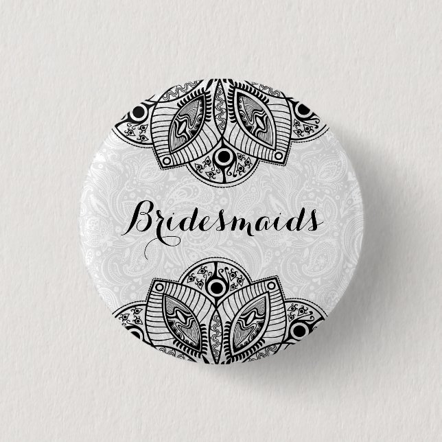 BridesMaids Black Lace White Background 3 Cm Round Badge (Front)