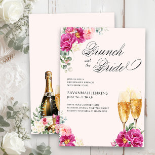 Bridesmaid's Brunch with the Bride Pink Champagne Invitation