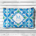 Bridesmaids gifts Aqua Blue Talavera monogrammed Accessory Pouch<br><div class="desc">Bridesmaids gifts Mexican Talavera monogrammed toiletry bags Aqua Blue Azulejo Talavera Spanish Mexican tiles elegant bag personalised bridesmaids gifts bridal party favours,  vibrant bold colours customised toiletry bag</div>