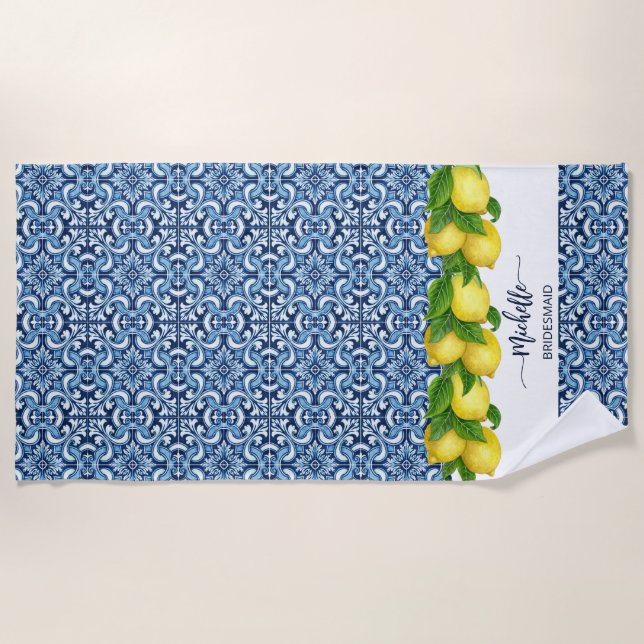 Bridesmaids gifts bridal party gift custom beach towel (Front)