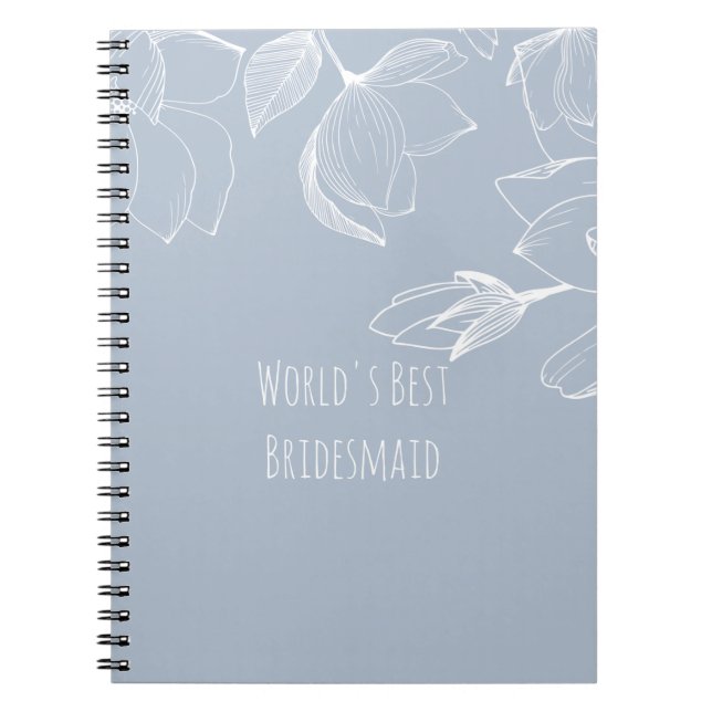 BRIDESMAIDS GIFTS Dusty Blue White Magnolias Notebook (Front)