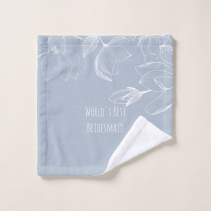 BRIDESMAIDS GIFTS Dusty Blue White Magnolias Wash Cloth