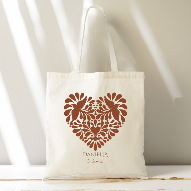 Bridesmaids gifts talavera personalised name tote bag (Bridesmaids gifts talavera wedding personalized name tote bag terracotta heart talavera favors)
