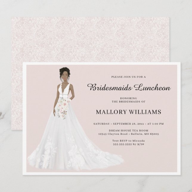 Bridesmaids Luncheon Bridal Gown Invitation (Front/Back)