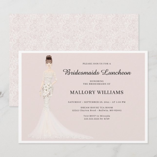 Bridesmaids Luncheon Fashion Bride Invitation (Front/Back)