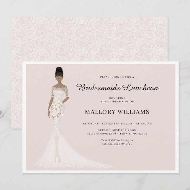 Bridesmaids Luncheon Fashion Bride Invitation (Front/Back)