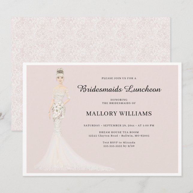 Bridesmaids Luncheon Fashion Bride Invitation (Front/Back)