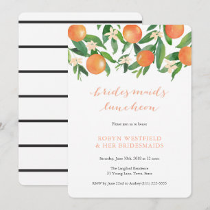 Bridesmaids luncheon in charcoal citrus tangerine invitation