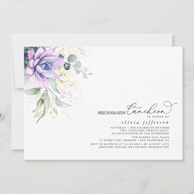 Bridesmaids Luncheon Succulents Bridal Shower Invi Invitation (Front)