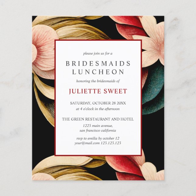 Bridesmaids Luncheon | VINTAGE FLOWERS red black (Front)