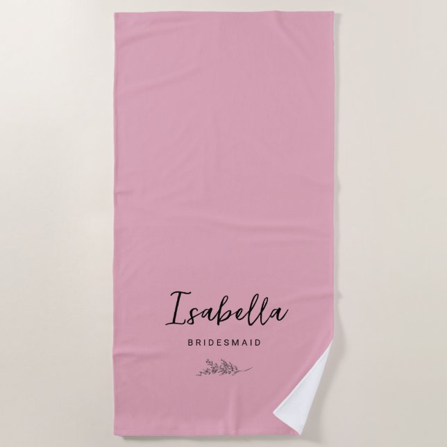 Bridesmaids Mauve Botanical Beach Towel (Front)