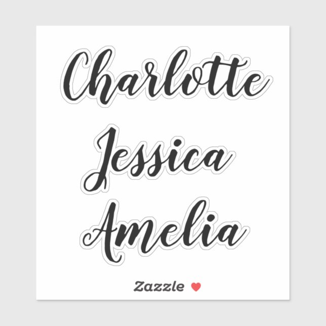 Bridesmaids Names Personalised Vinyl Decal Sticker (Sheet)