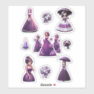 Bridesmaids Purple Dress and Purple and White