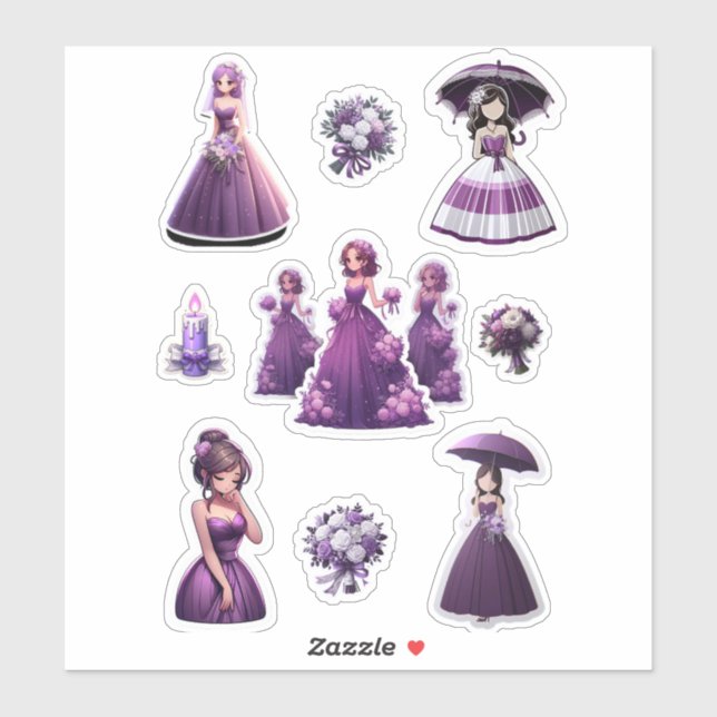 Bridesmaids Purple Dress and Purple and White (Sheet)