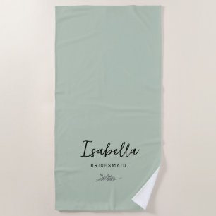 Bridesmaids Sage Green with Botanical Beach Towel