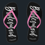 Bridesmaids | Script Style Custom Wedding Flip Flops<br><div class="desc">A little something for your ultra special Bridesmaids. Have them happy to stand by your side on your special day of matrimony with this unique set of personalised flip-flops. It features the words "Bridesmaid" in an elegant script style text. Underneath this towards the heel is a spot for a custom...</div>