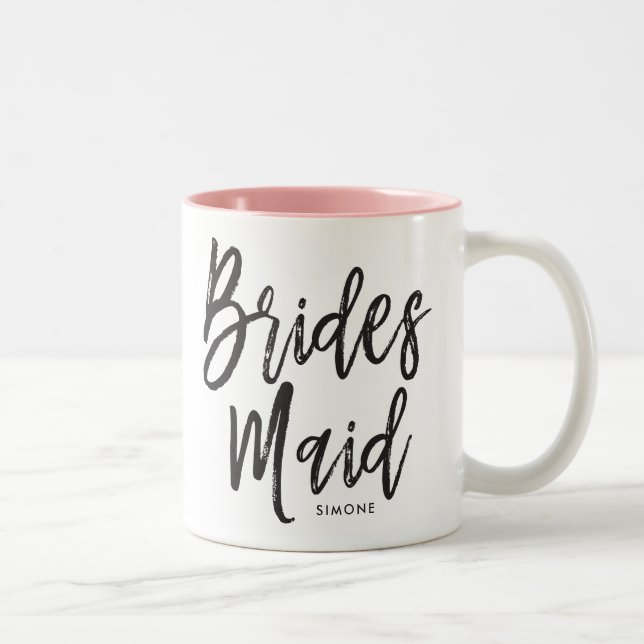 Bridesmaids | Script Style Custom Wedding Two-Tone Coffee Mug (Right)