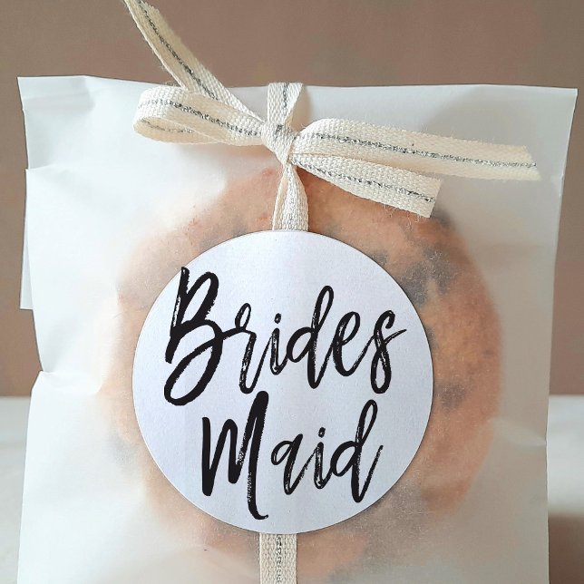 Bridesmaids | Script Style Wedding Classic Round Sticker (Creator Uploaded)