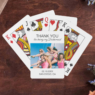 Bridesmaids Thank You Favour Personalised Photo Playing Cards