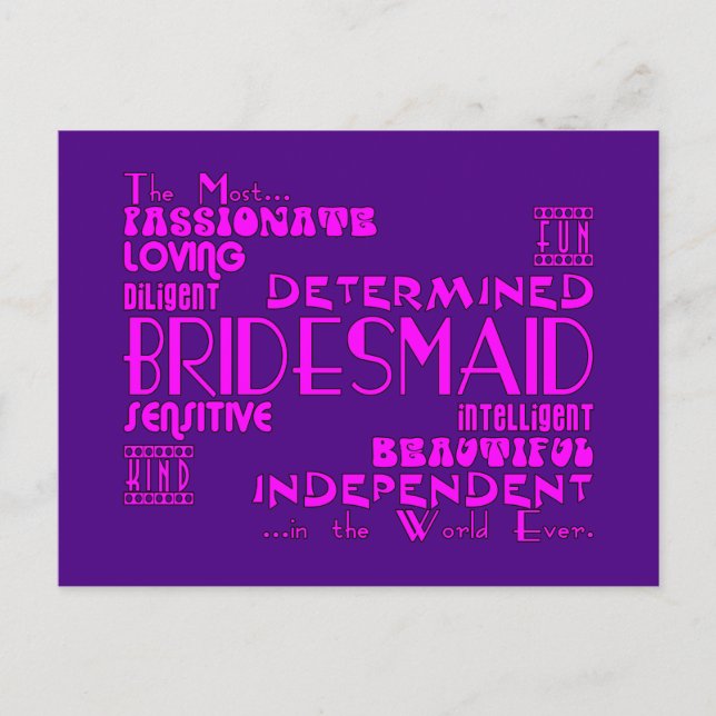 Bridesmaids Thank You Wedding Favours : Qualities Postcard (Front)
