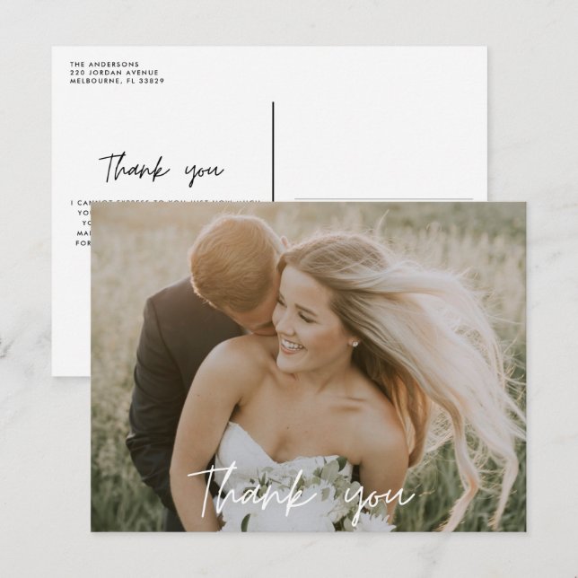 Bridesmaids Wedding Photo Thank You Postcard (Front/Back)