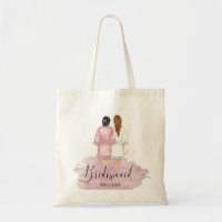 bridesmaids wedding robes blush pink favour bag