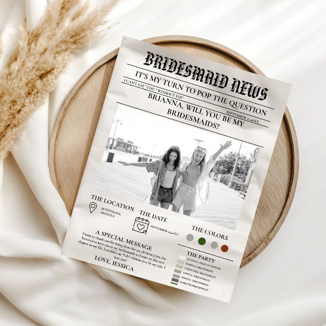 Bridesmais proposal newspaper+Bridesmaid info card (Creator Uploaded)