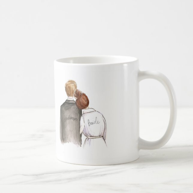 Bridesman? Auburn Bun Bride Blonde Man Coffee Mug (Right)