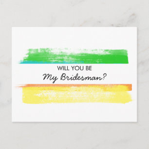 Bridesman Proposal Watercolor Blocks Invitation Postcard