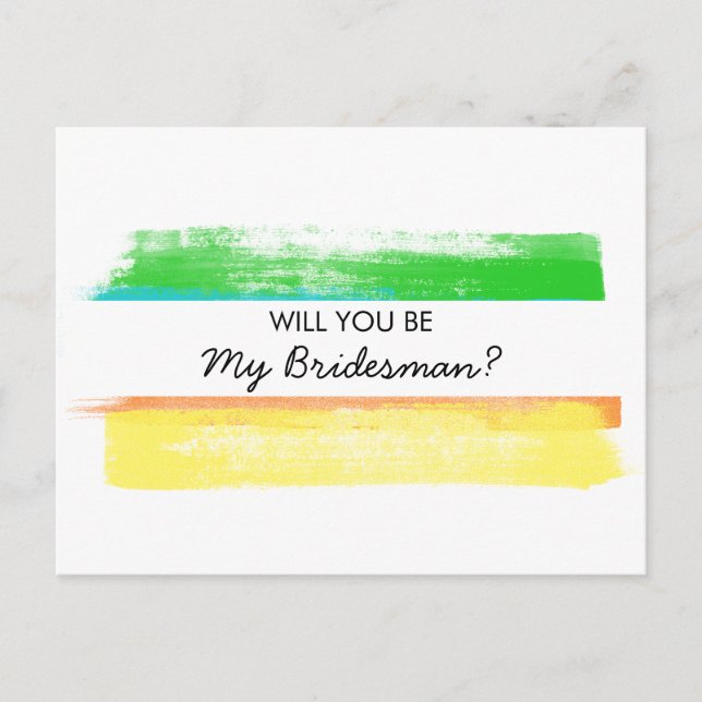 Bridesman Proposal Watercolor Blocks Invitation Postcard (Front)