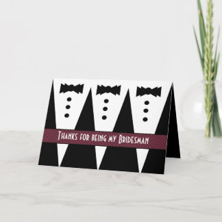 Bridesman Thank You - Three Tuxedos - Customisable Card