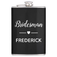 Bridesman White On Black Personalised Wedding