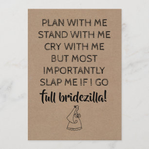Bridezilla Funny Bridesmaid / Maid of Honour Invitation