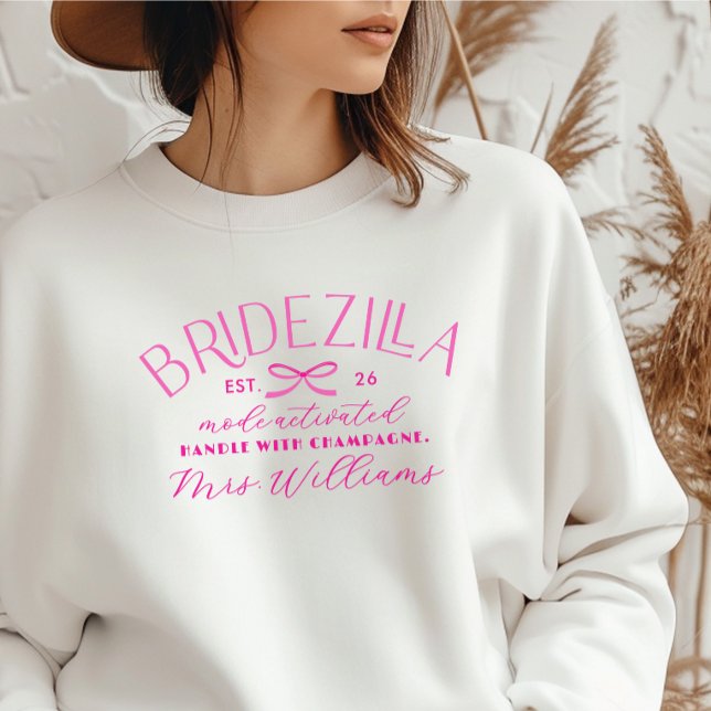 Bridezilla Mode Activated Hot Pink Bachelorette Tri-Blend Shirt (Bridezilla Mode Activated Bridal Bach Party Millennial Bachelorette Personalized Pink White Outfit )