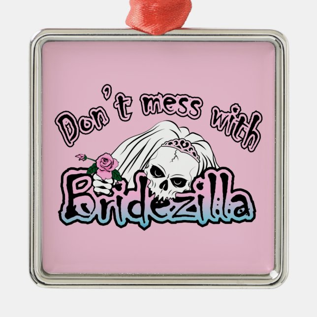Bridezilla Skull Metal Tree Decoration (Front)
