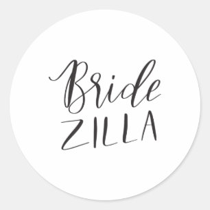 Bridezilla Womens Funny Bridal Wedding Bride Groom Classic Round Sticker