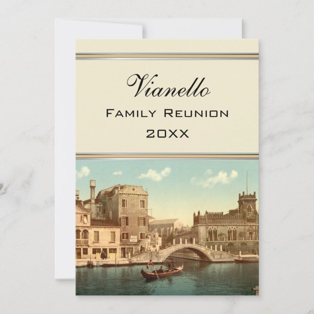 Bridge and Canal, Venice, Italy Family Reunion Invitation (Front)