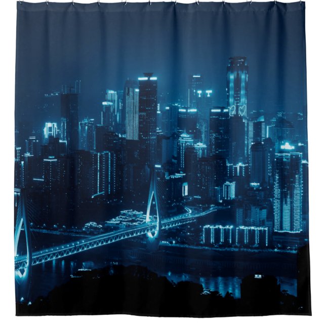 Bridge and city urban architecture at night in Cho Shower Curtain (Front)
