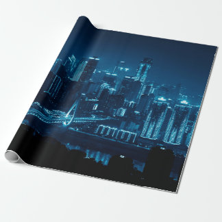 Bridge and city urban architecture at night in Cho Wrapping Paper