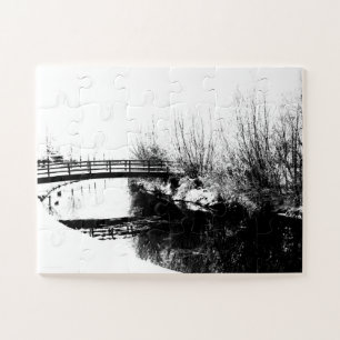 Bridge and Stream Winter Scene 11x14 30pc jpcna Jigsaw Puzzle