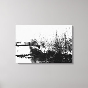 Bridge and Stream Winter Scene 24x16(60x40cm)waccn Canvas Print