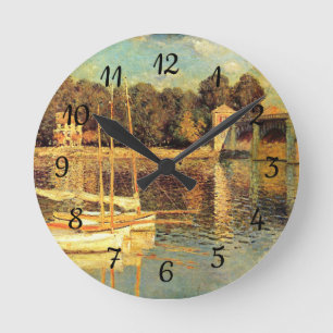 Bridge at Argenteuil Claude Monet Round Clock