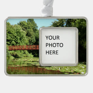 Bridge at Centennial Lake in Ellicott City Silver Plated Framed Ornament